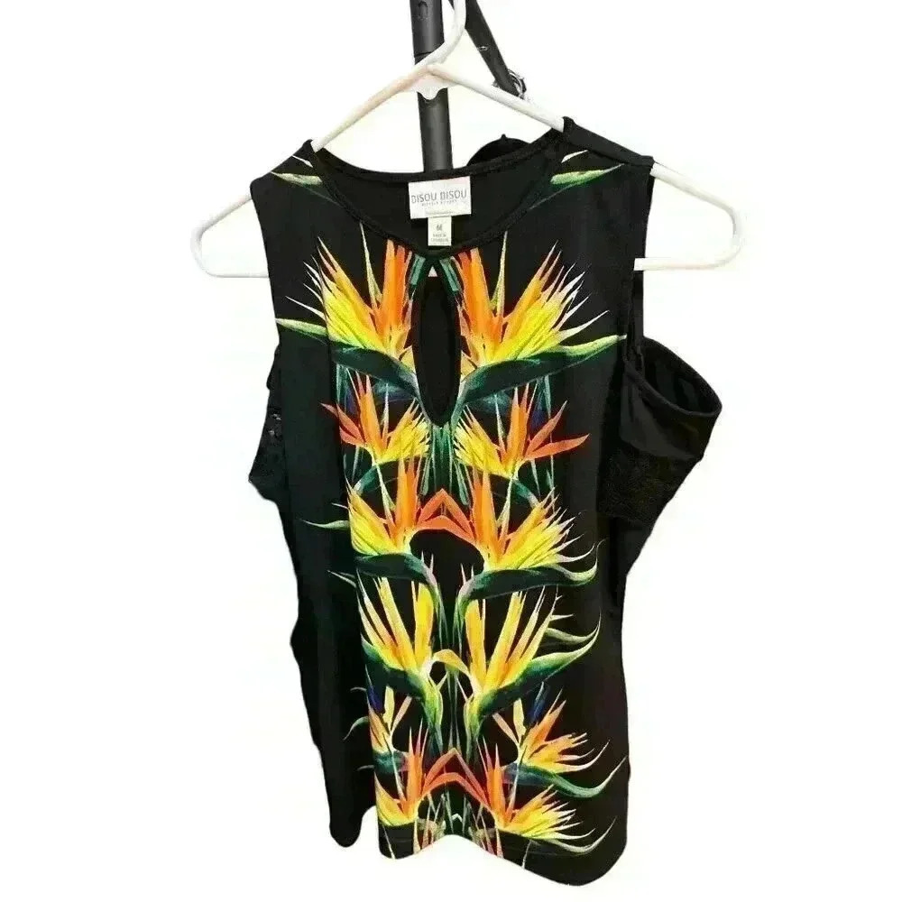 Bisou Bisou Cold Shoulder Tank Top Size Med, Pre-Owned